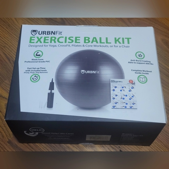 26" URBNFit Exercise Ball Kit - Red Yoga Ball for Home Gym & Fitness Nwt - Picture 1 of 4